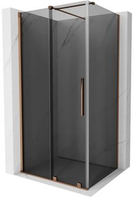 Mexen Velar, sprchový kút s posuvnými dverami 100 x 75 cm, 8mm šedé sklo, ružové zlato, 871-100-075-41-60