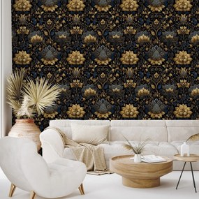 Fototapeta zlaté kvety na tmavom pozadí