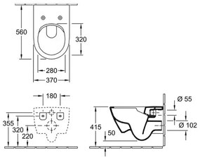 Villeroy & Boch 5614R0AM - Závesné WC SUBWAY 2.0 keramika/béžová