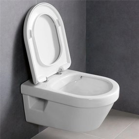 VILLEROY &amp; BOCH Architectura Combi-Pack, závesné WC s DirectFlush + WC sedátko s poklopom, s QuickRelease a Softclosing, biela alpská, s povrchom CeramicPlus, 5684HRR1