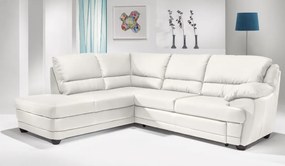 Rohová sedací souprava Nebolo, biela koža, ľavý roh