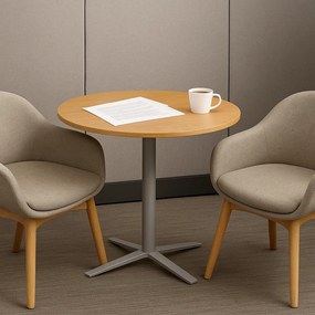 Konferenčný stolík AURA, priemer 80 cm, sivostrieborná podnož, čerešňa