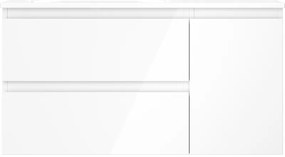 Mexen Orio, kúpeľňová skrinka 90 cm s umývadlom Vela ľavá, 2S, 1D, biela lesklá, 91A13-09047-3-BBFFF00-W23L00