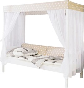 XXXLutz POSTEĽ S NEBESAMI, 90/200 cm biela, béžová Livetastic - Postele - 000406004001