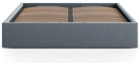Svetlomodrá čalúnená dvojlôžková posteľ s úložným priestorom/bez čela s roštom 200x200 cm Susan – Micadoni