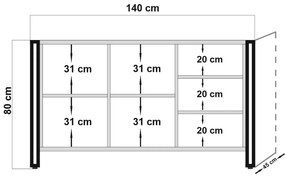 Dizajnová komoda Ilaria 140 cm borovica