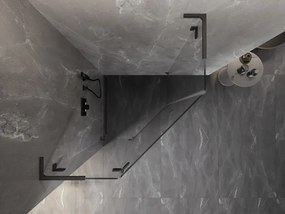 Mexen Lunar, L päťuholníkový sprchový kút naklápací doľava 100x100 cm priehľadný, profil grafit brúsený, 831L-100L-100P-66-00-L