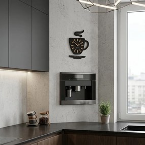 Dekorstudio Nástenné hodiny v tvare šálky Time for Coffee 45x30 cm – čierne