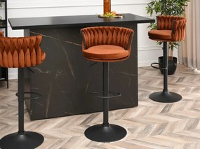 Dizajnová barová otočná stolička EMILY medená s čiernou nohou