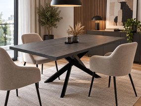 Jedálenský stôl DIAMOND dub halifax čierny / čierna 180 cm