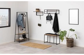 Nástenný vešiak v dekore duba s poličkou v čierno-prírodnej farbe Seaford – Actona