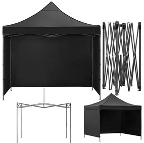 Nožnicový stan 3×3 m – záhradný pavilón pre veľtrhy, expresné akcie a catering, čierny Springos GP0004