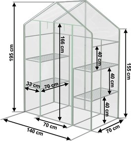 Skleník dve police 140 x 71 x 195 cm Plonos 4922