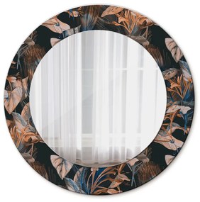 Okrúhle ozdobné zrkadlo na stenu Tmavé tropické listy fi 50 cm