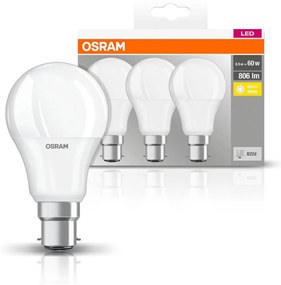 OSRAM LED Classic B22d 8,5W 2 700K 806lm 3 kusy