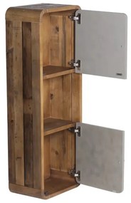 furniture-nabytek.cz - Masívna kúpeľňová skrinka Dingle z recyklovanej borovice a MDF, lakovaná, prírodná / šedá – 40×25×110 cm