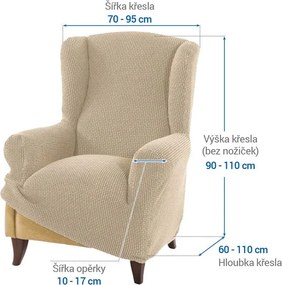 Super strečové poťahy NIAGARA smotanová kreslo ušiak (š. 70 - 95 cm)