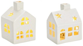 LED porcelánový domček WHITE HOUSE 8 cm biely - rôzne varianty