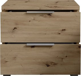 Nočný stolík s 2 zásuvkami Smilla, výška 43 cm, dub artisan