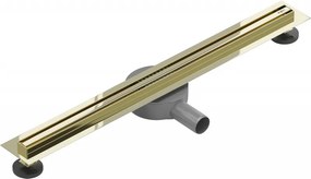Mexen Flat nerezový sprchový žľab s rotačným 360° sifónom 70 cm, vzor SLIM, zlatá lesklá, 1541070
