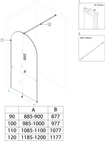 Rea Heaven, sprchová zástena Walk-in, 120 cm, zlatá matná, REA-K6682