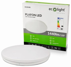 ECOLIGHT LED stropné svietidlo - 18W - IP44 - neutrálna biela