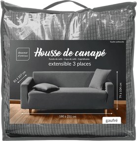 Antracitový 3-miestny napínací poťah na pohovku Sacha – douceur d'intérieur