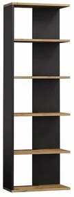 Rohová knihovna NERO 170 cm dub wotan/černá