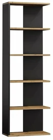 Rohová knihovna NERO 170 cm dub wotan/černá