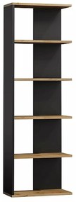 Rohová knižnica NERO 170 cm dub wotan/čierna