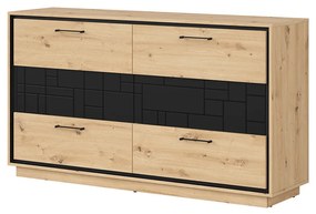 Komoda BRW Pont KOM6S (dub artisan + čierna matná). Akcia -18%. Vlastná spoľahlivá doprava až k Vám domov. 1063043