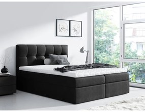 Jednoduchá posteľ Rex 180x200, čierna + TOPPER