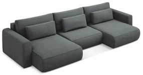 Tmavosivá rozkladacia/s úložným priestorom rohová pohovka (do tvaru "U") Kapua – Makamii