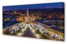 Obraz na plátne Nočná panoráma Krakow kostola 125x50 cm