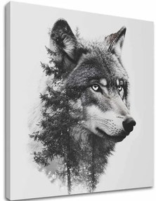 Obraz na plátne Vlčí pohľad - moderný čiernobiely motív