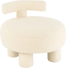 Biela okrúhla stolička s opierkou Teddy Bouclé White - Ø 52*49 cm