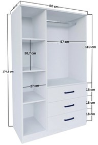 Šatníková skriňa Essy 56 (biela matná). Akcia -18%. Vlastná spoľahlivá doprava až k Vám domov. 1108112
