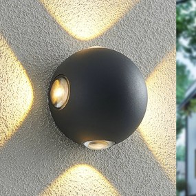 Lindby Esmani nástenné LED okrúhle 4-pl. tmavosivé
