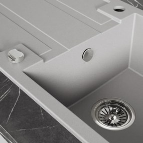Laveo Barbados, 1-komorový granitový drez 760x440x194 mm, šedá, LAV-SBB_511T