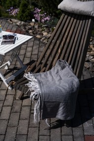 Skladacie drevené záhradné kreslo s vankúšom - šedé
