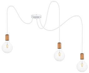 Luster na lanku MIROS 3xE27/60W/230V pavúk biela/medená
