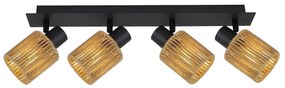 Toolight Toolight, stropné svietidlo 4xE27 APP1825-4W, čierna-hnedá, OSW-00624