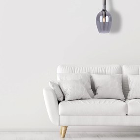 Závesné svietidlo Lugano, 1x grafitové sklenené tienidlo, b