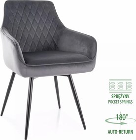 SI Marlo Velvet stolička sivý