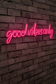 Nástenná neónová dekorácia Good Vibes Only ružová