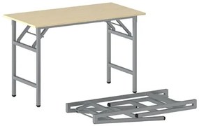 Konferenčný stôl FAST READY so striebornosivou podnožou 1200 x 600 x 750 mm, breza
