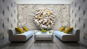 Fototapeta - 3D múr s loptou (254x184 cm)