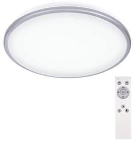 Solight WO761 Stropné svietidlo SILVER LED 24W, 1800lm, 3000-6500K, IP20, strieborné, diaľkové ovládanie