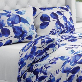 Biante Bavlnené posteľné obliečky Sandra SA-605 Modrý eukalyptus na bielom Jednolôžko 140x200 a 70x90 cm