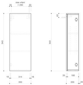 Sapho, ESPACE skrinka 35x94x22cm, 1x dvierka, ľavá/pravá, biela lesk, ESC110-3030